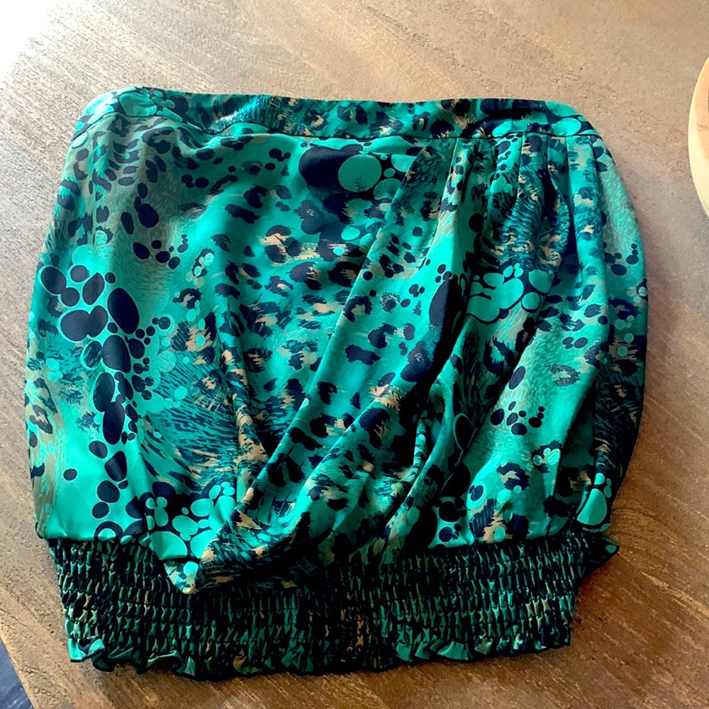 Strapless silky green top Large Bisou Bisou